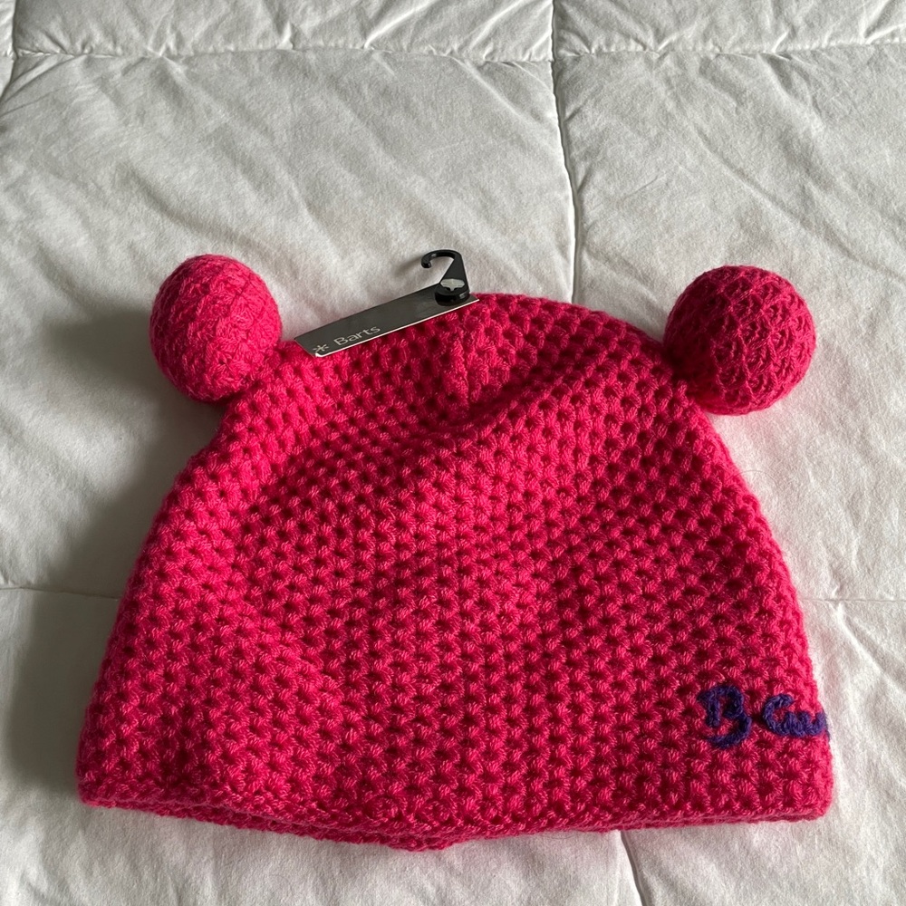Pink Knitted Winter Hat with super cute Pom Poms